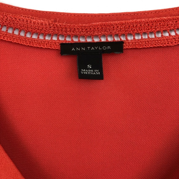 Ann Taylor Red/Orange Eyelet Ruffle Sleeve Blouse - Picture 5 of 6
